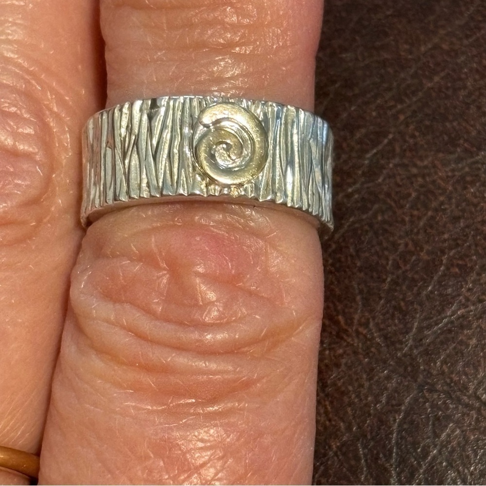 Sterling silver 14k gold MLP heavy ring size 6